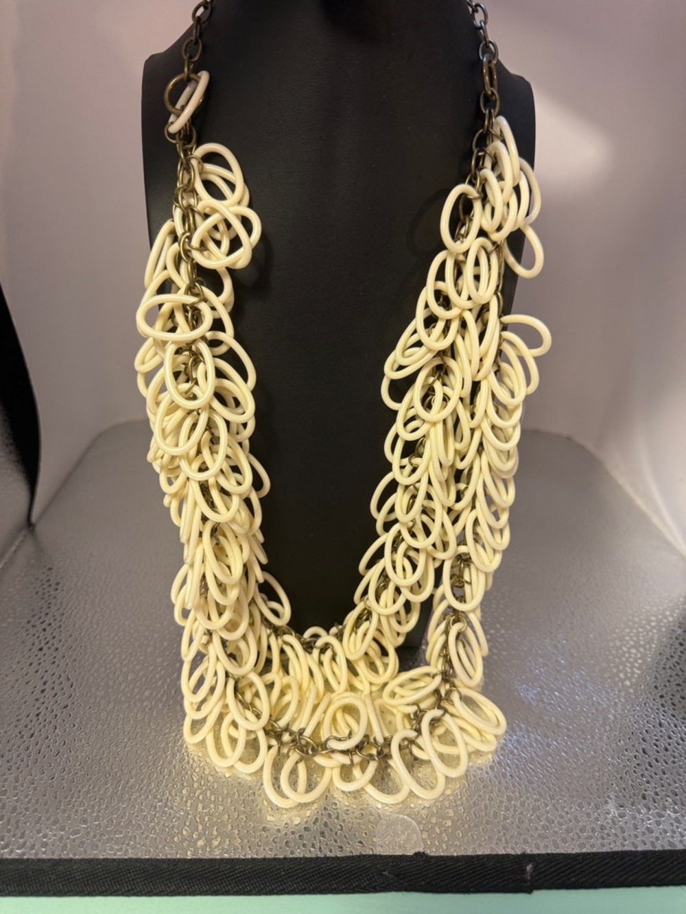 Joan Rivers Ivory Multi-Loop Layered Necklace with Antique-Tone Chain